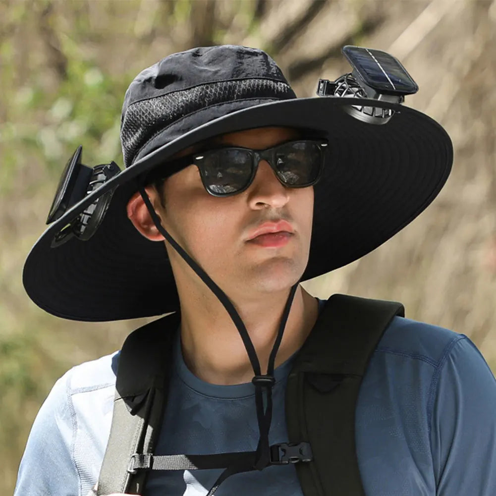 Guangdong Solar Powered Fan Hat UV Protection Wide Brim