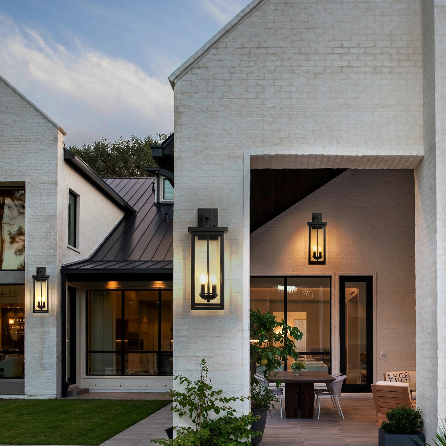 Outdoor Wall Lantern Dusk To Dawn Sensor Matte Black Finish
