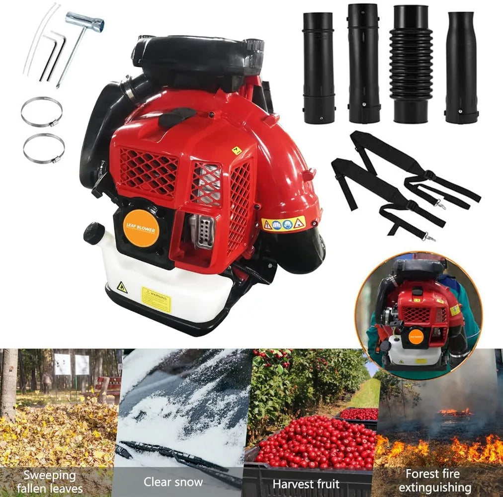 2 Stroke Backpack Gas Powered Leaf Blower with Air Cooling Gasoline Technology for Lawn and Garden Cleanup