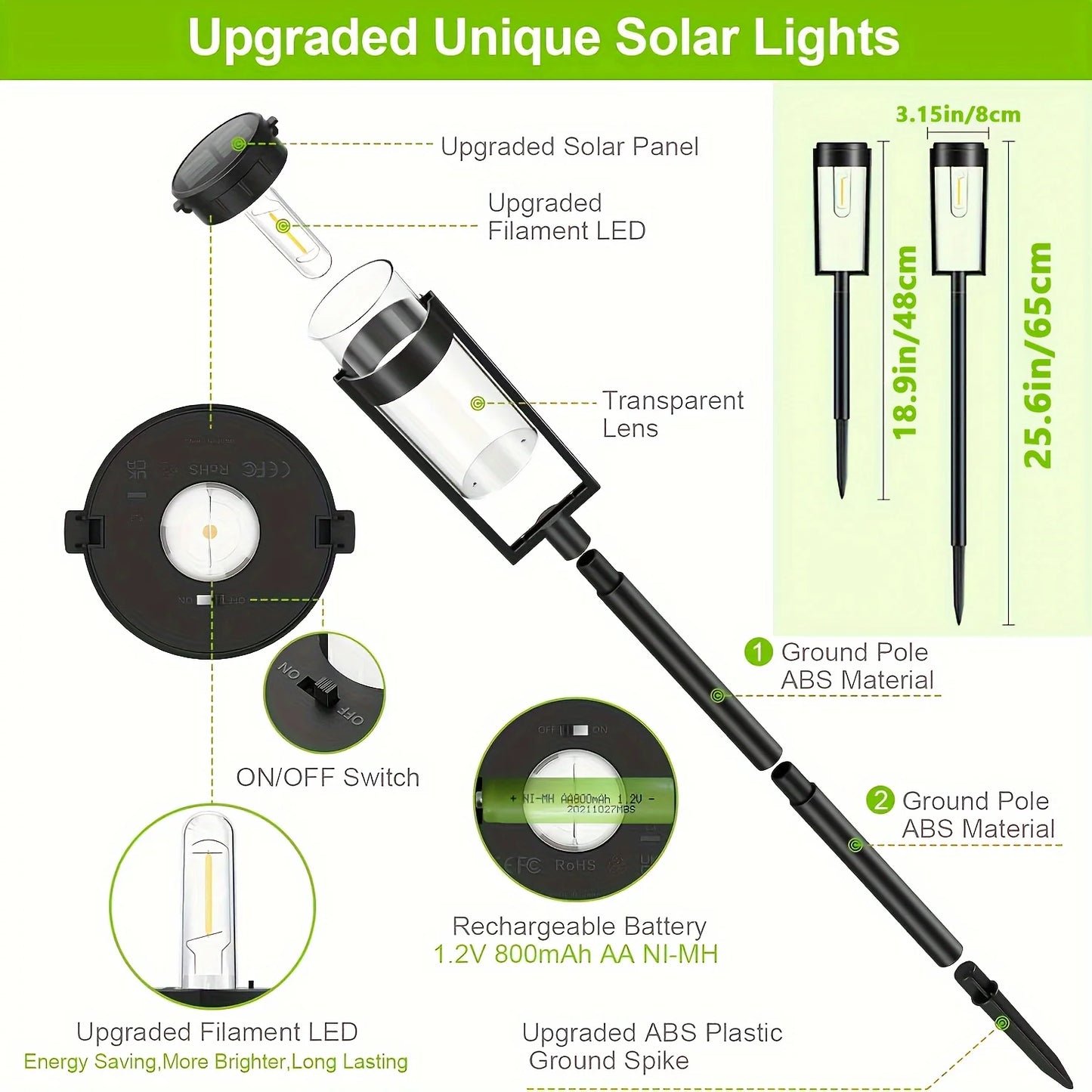 Upgraded Solar Pathway Lights 6/12 Pack for Outdoor Use