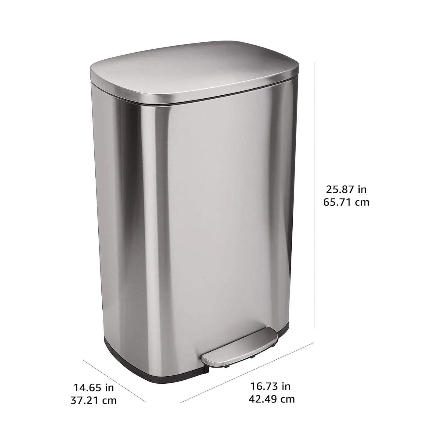 Smudge Resistant Stainless Steel Trash Can With Soft-Close Pedal