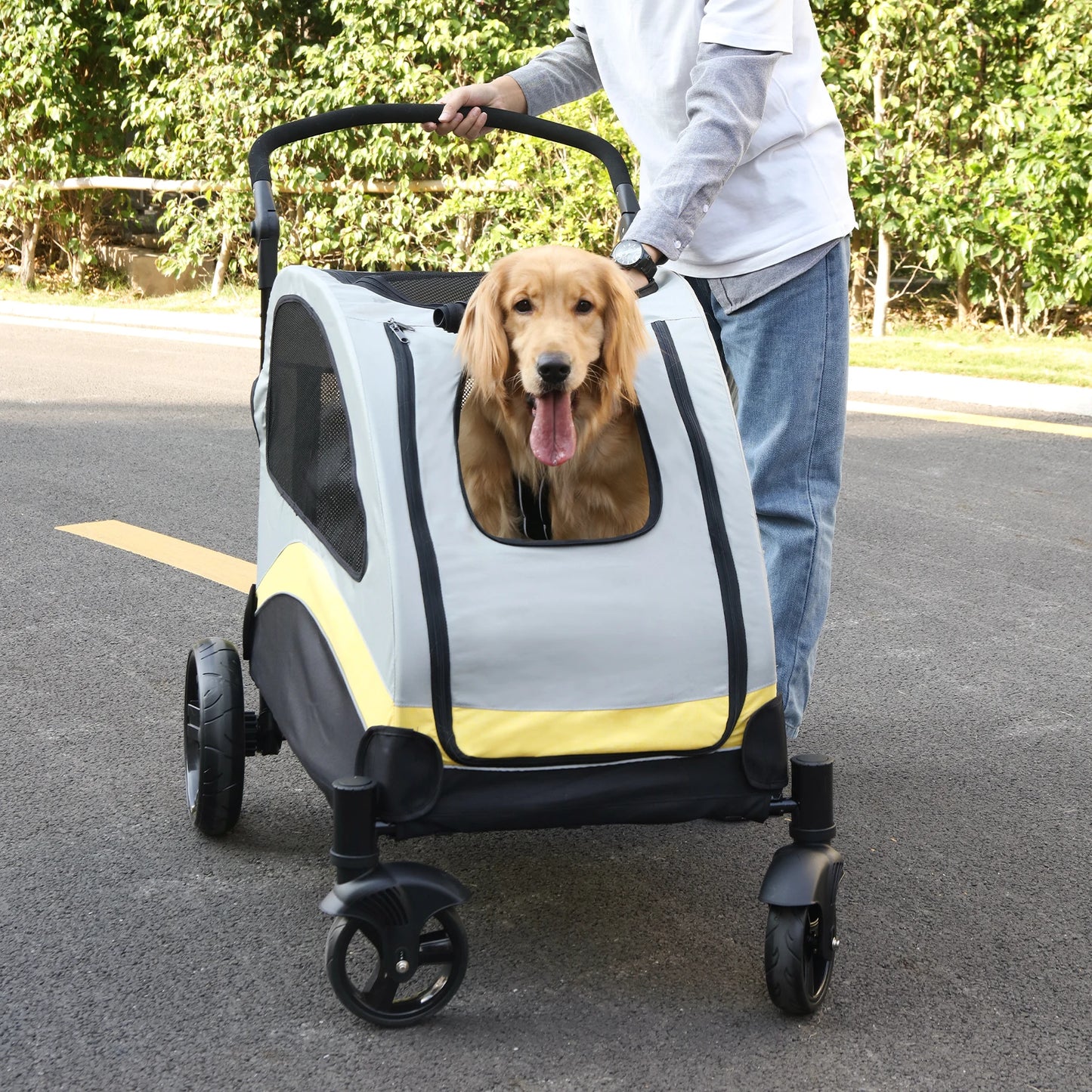 Breed Size Portable Dog Stroller 4 Wheels Foldable Carrier
