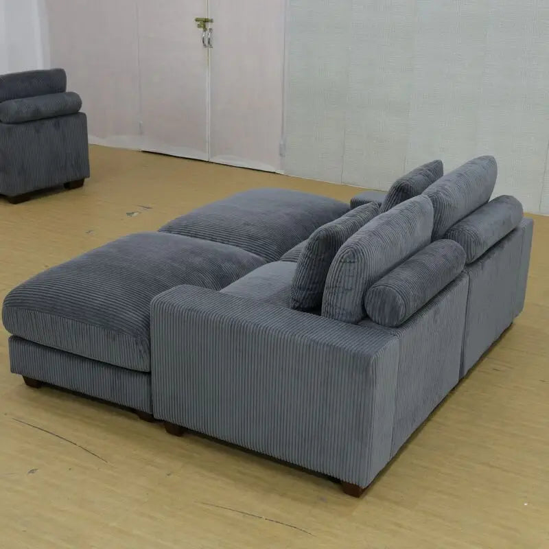 Dark Grey Corduroy Sofa – Durable High-Density Sponge