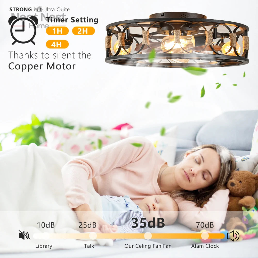 Modern Silent Ceiling Fan with Lights and Remote Control