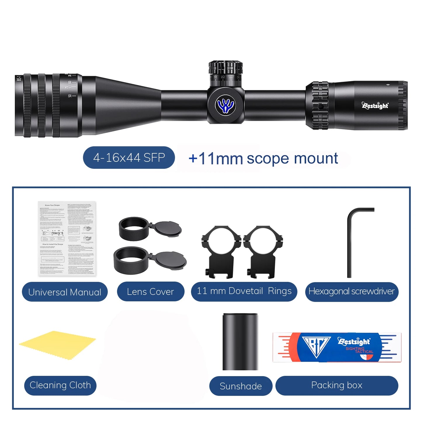 BAIGISH Tactical Riflescope 4 16x44 Illuminated Sight