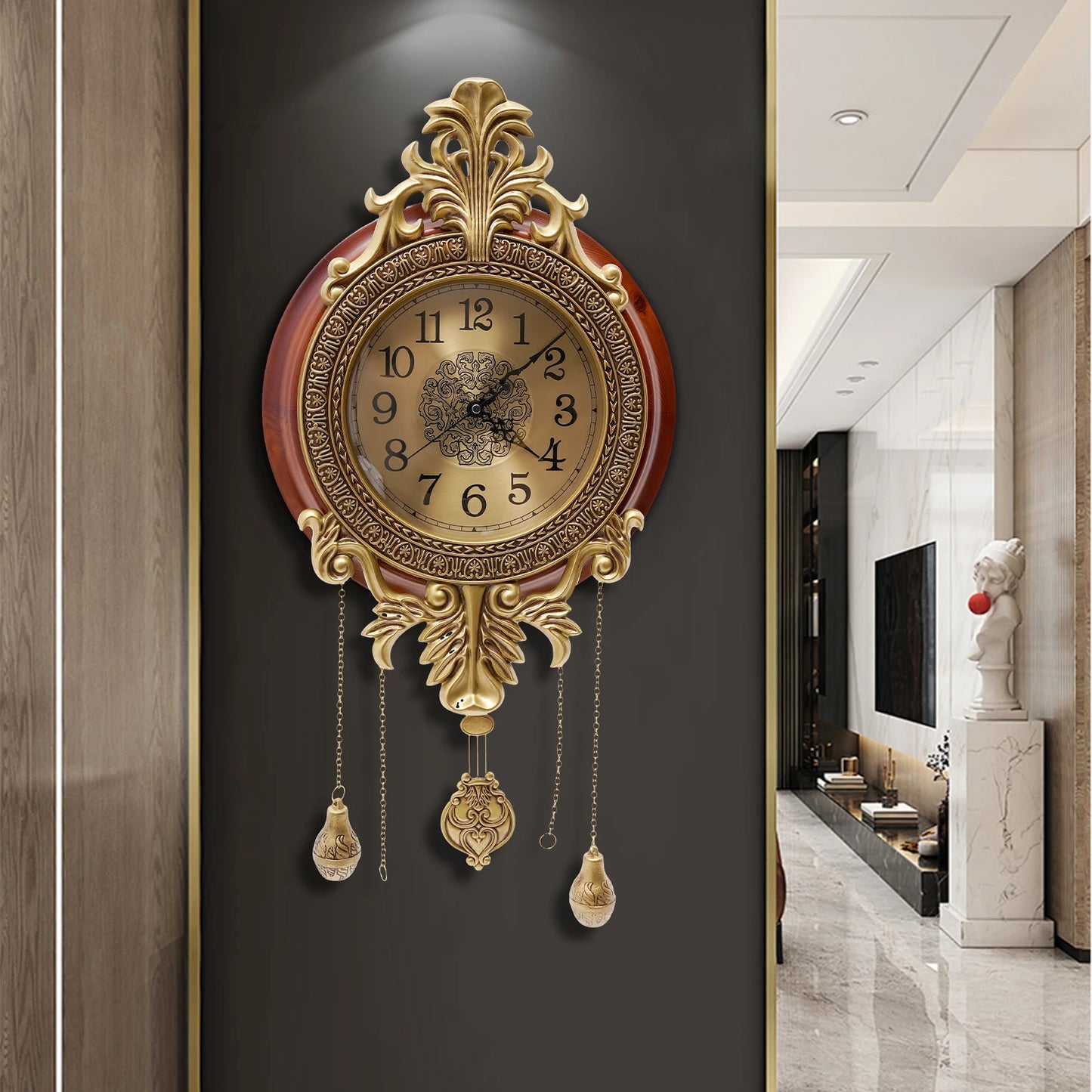 Hign Concerned Retro Silent Wall Clock Pendulum Battery