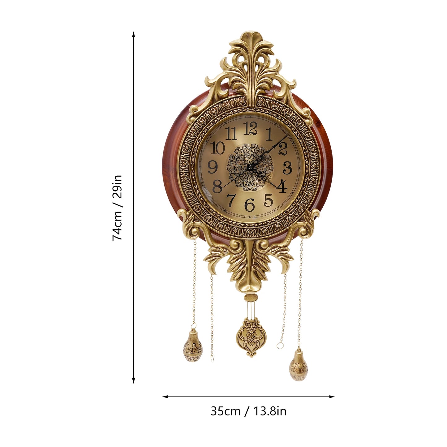 Hign Concerned Retro Silent Wall Clock Pendulum Battery