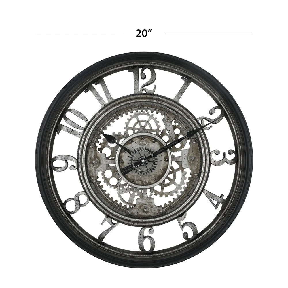 XMSJ Rustic Metal Arabic Analog Wall Clock With Gears