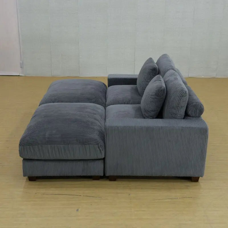 Dark Grey Corduroy Sofa – Durable High-Density Sponge
