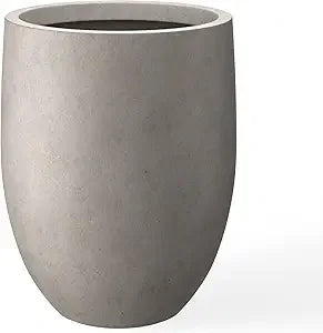 Kante Snow White Concrete Tall Planter with Drainage Hole