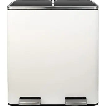 60L Dual Compartment Stainless Steel Kitchen Trash Can