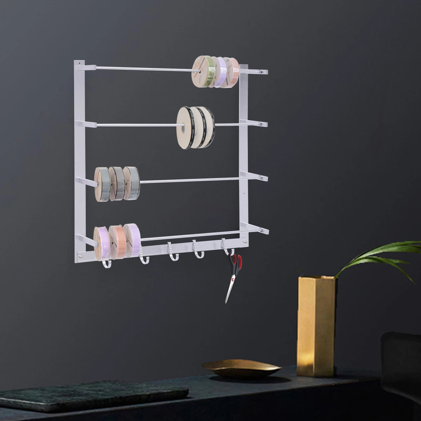 Wire Spool Rack Wall Mount Organizer for Ribbons and Thread