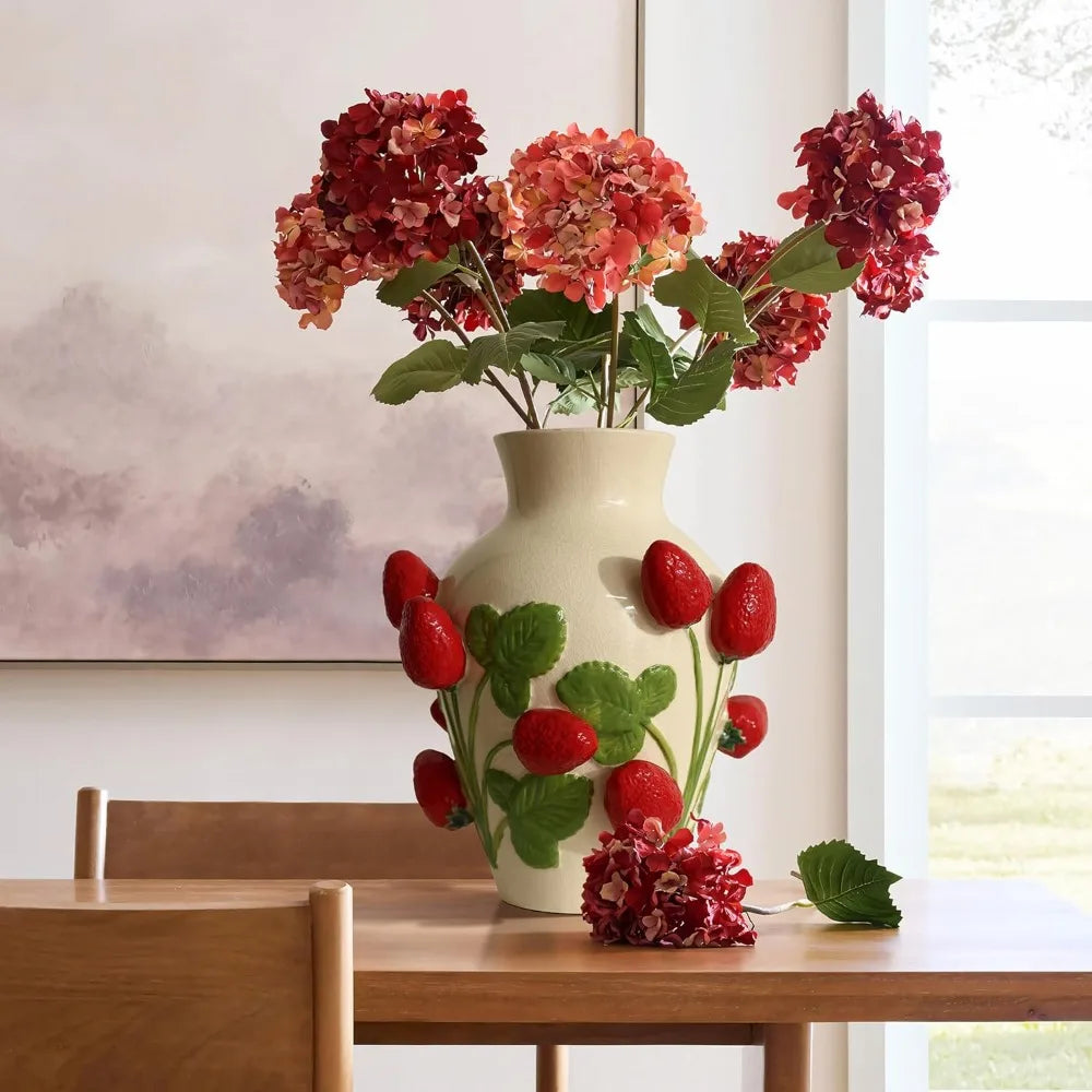 Unique Ceramic Flower Vase with Strawberry Design for Home Decor