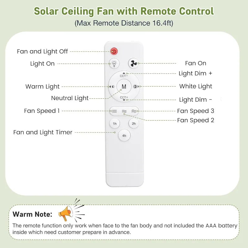 Solar Ceiling Fan Kit with Light for Outdoor Gazebo Use