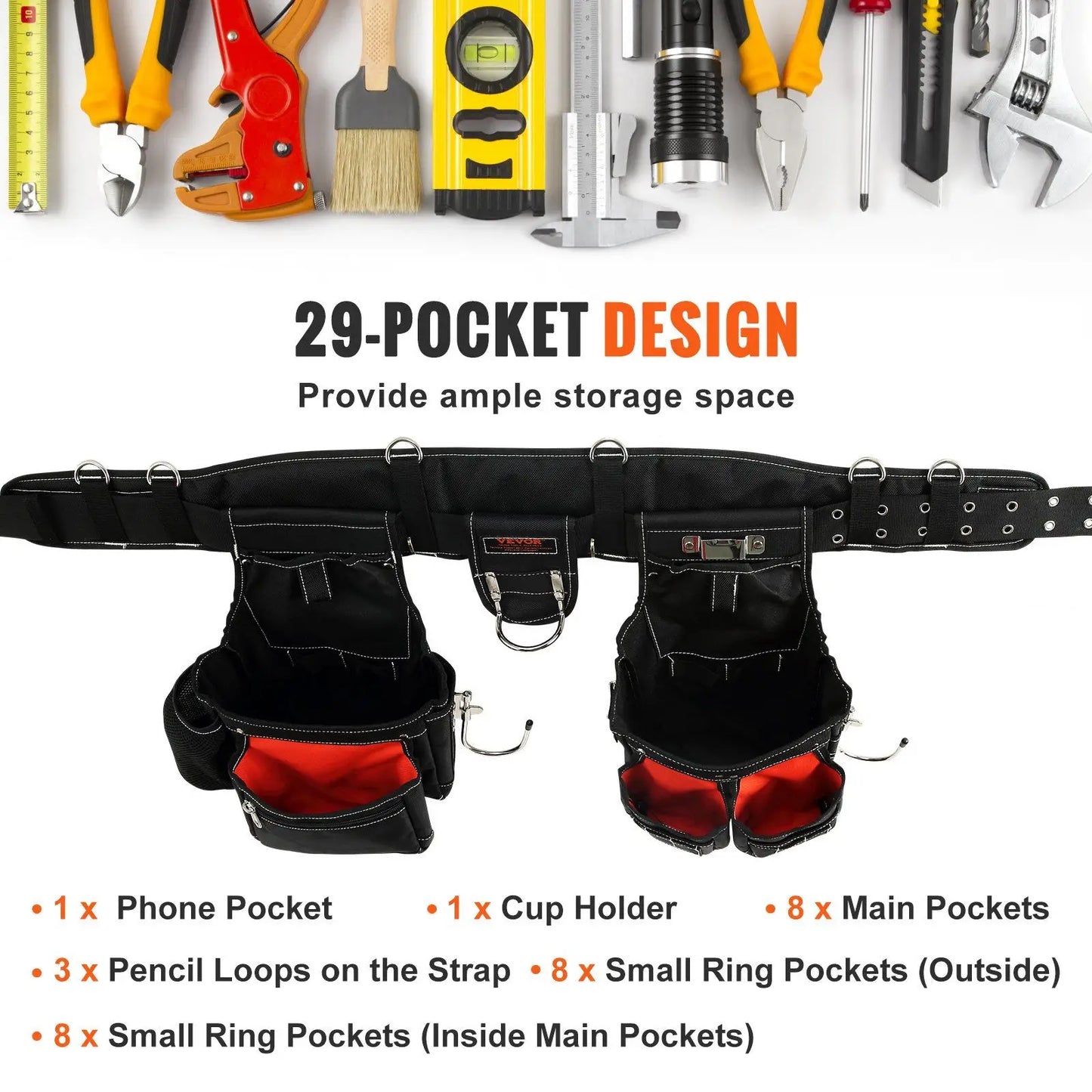 Frolic And Grow 1680D Heavy Duty Tool Belt With Suspenders