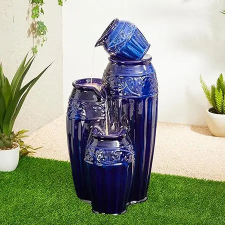 Glitzhome Oversized Outdoor Water Fountain with LED Lights