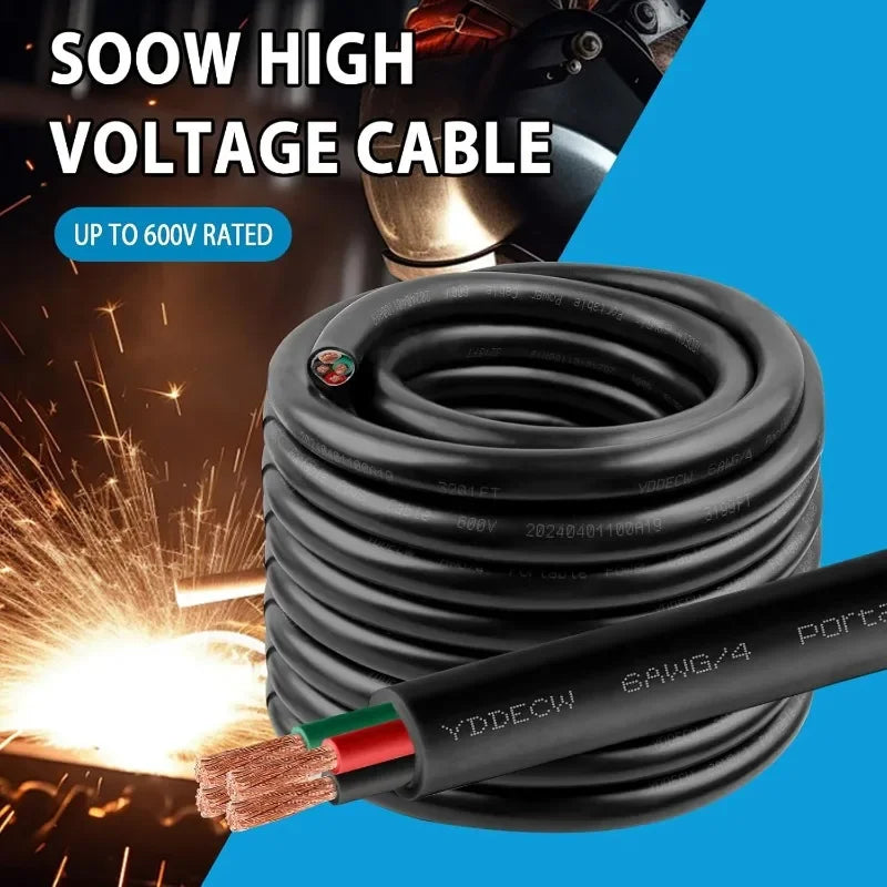 50ft 6 AWG Portable Power Cable SOOW 600V 4 Conductor