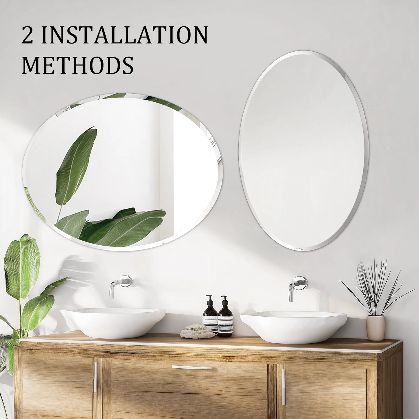Hign-concerned Oval Frameless Bathroom Mirror Beveled Edge