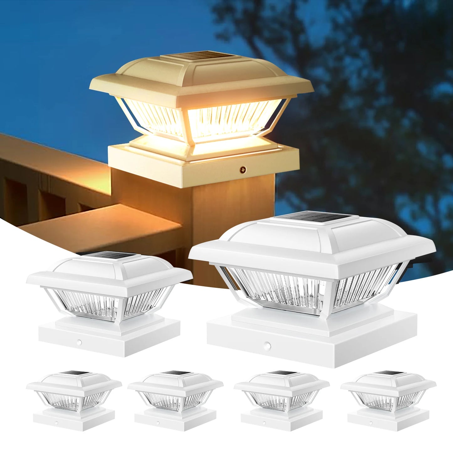 Solar Post Cap Lights 6 or 12 Pack for Garden Fence Deck Yard