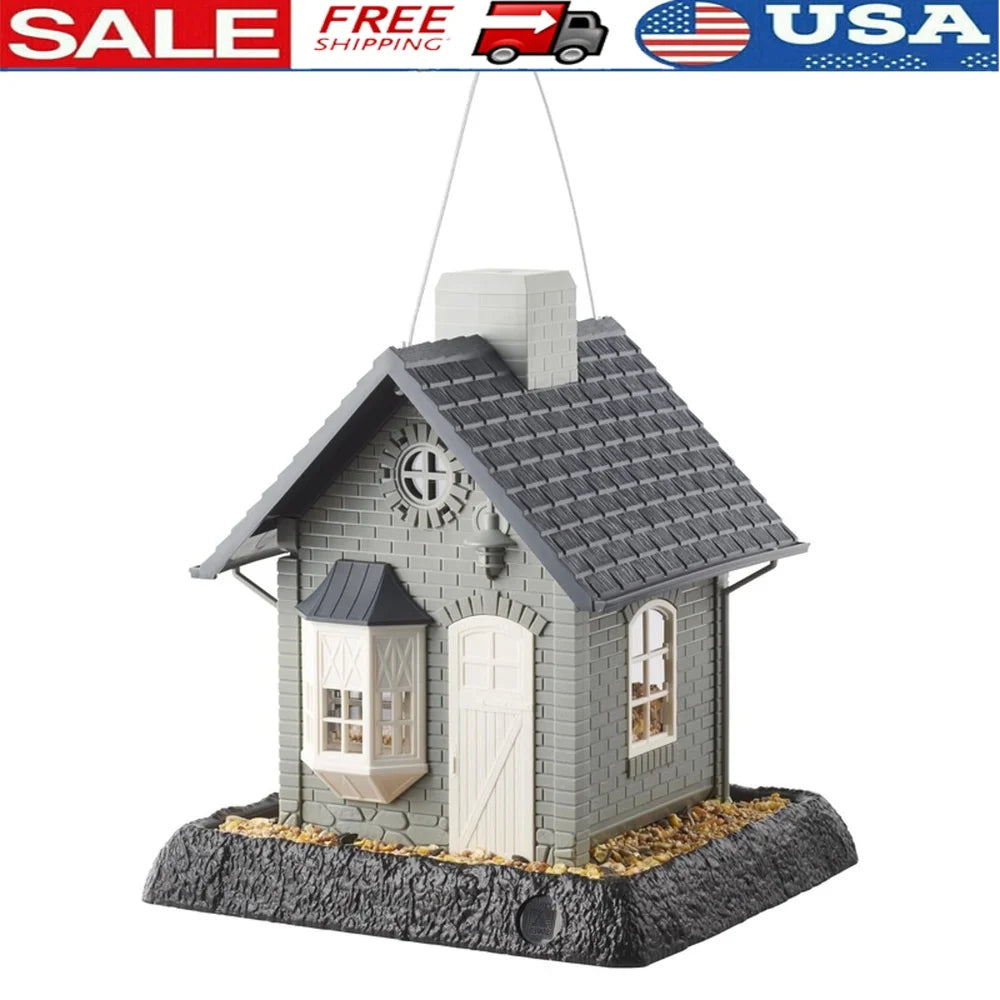 Wild Bird Hopper Feeder Squirrel Proof 4 Port Perch Station