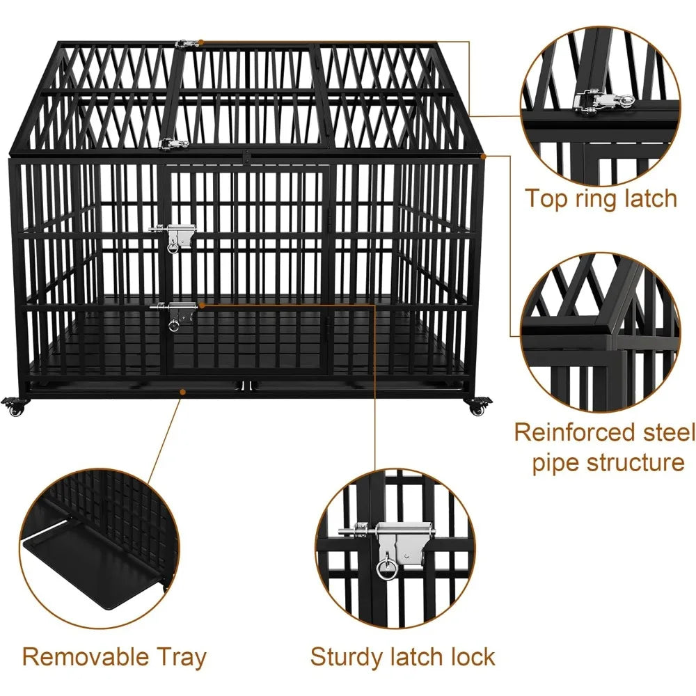 DAFIFY Heavy Duty Dog Crate Indestructible Metal Kennel