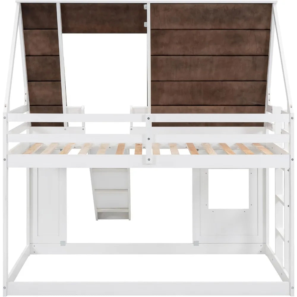 Hign-concerned Twin Over Twin Bunk Bed With Roof System