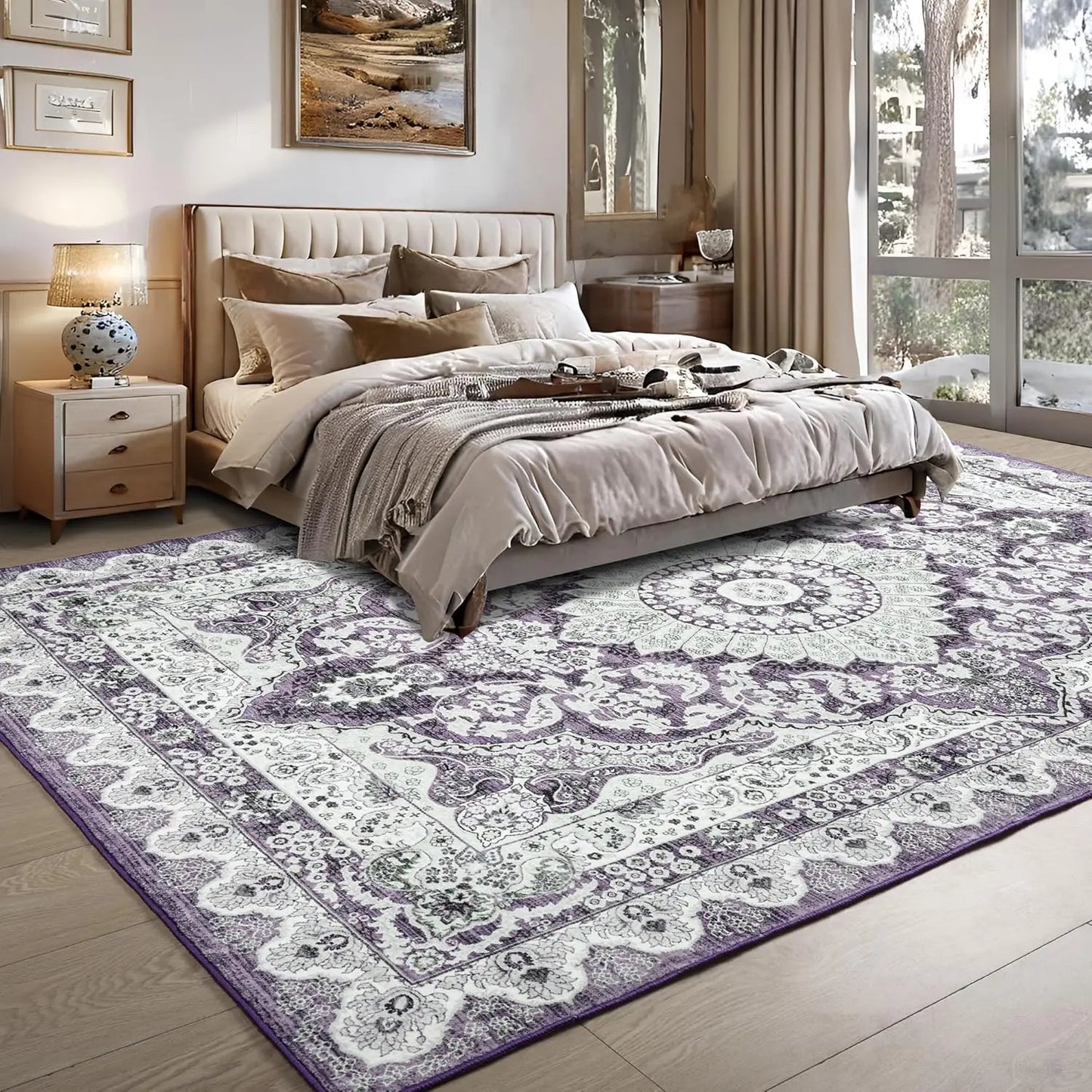 Noahas Machine Washable Vintage Area Rug Non Slip Backing