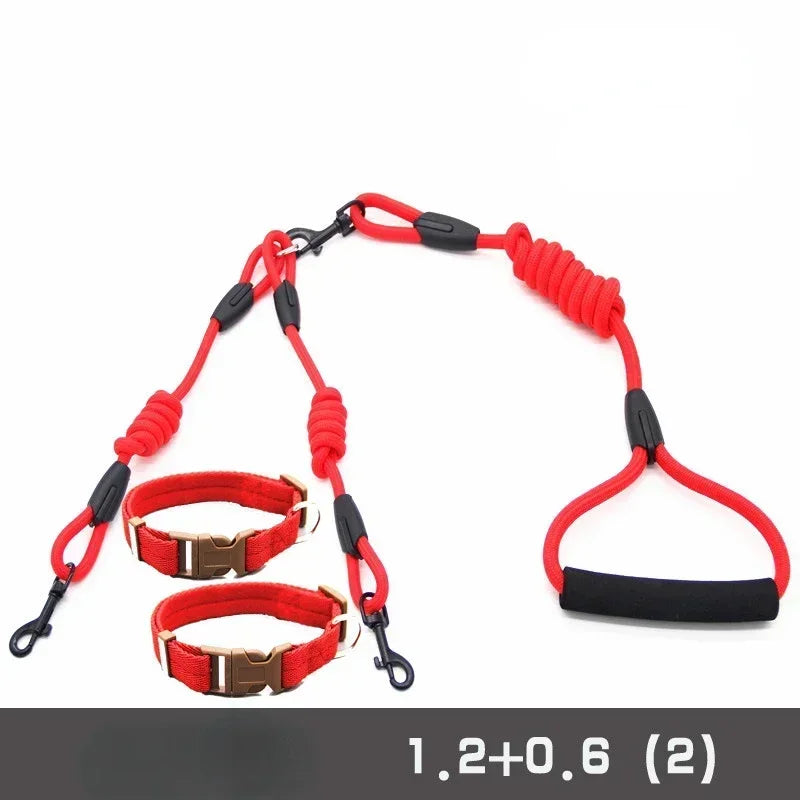 Guangdong Double Nylon Dog Leash With Twin Coupler