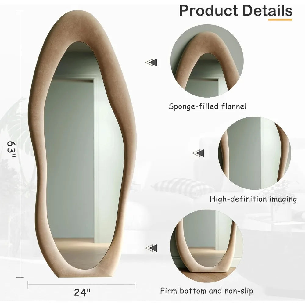 Hignconcerned Irregular Wave Tall Mirror Wall Hanging