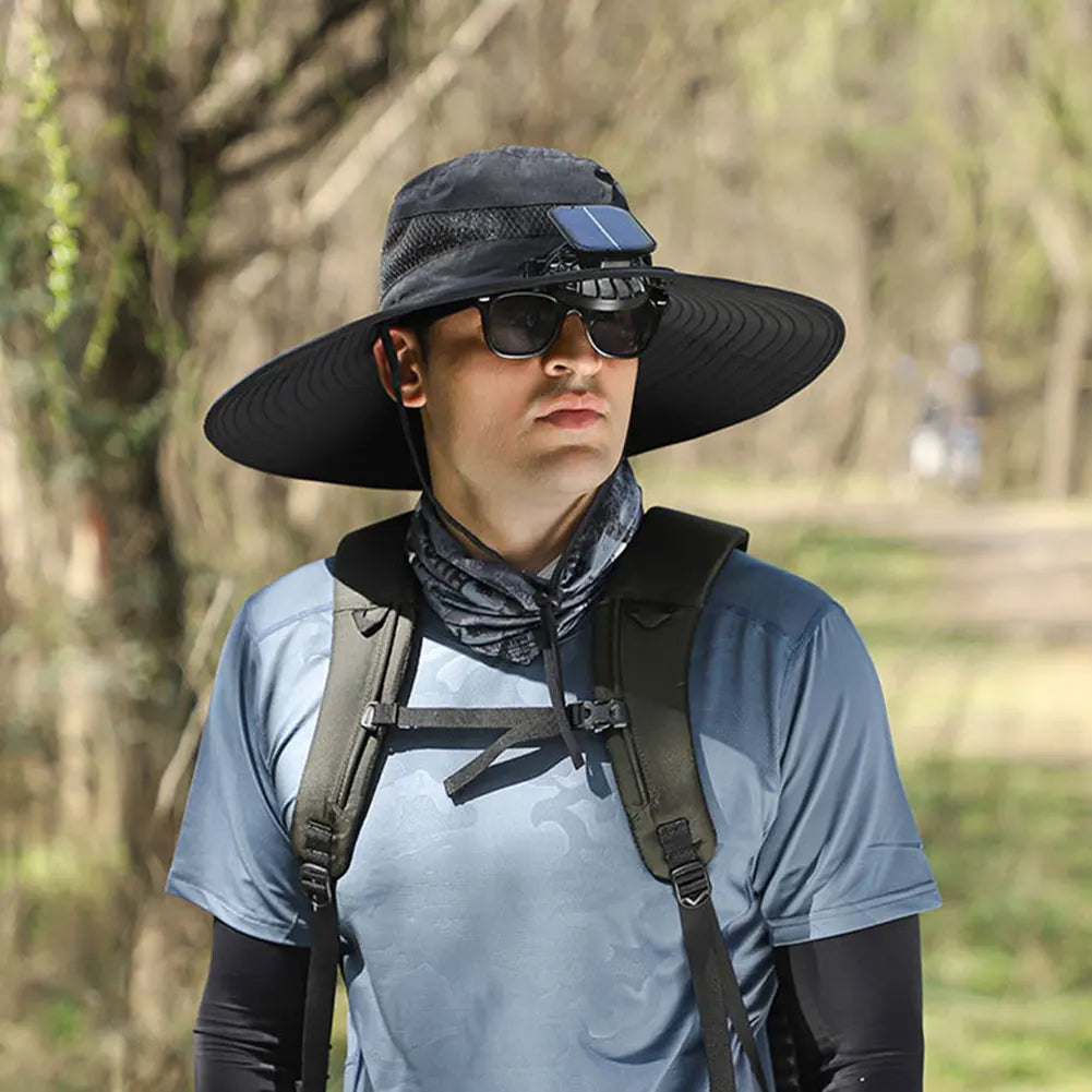 Guangdong Solar Powered Fan Hat UV Protection Wide Brim
