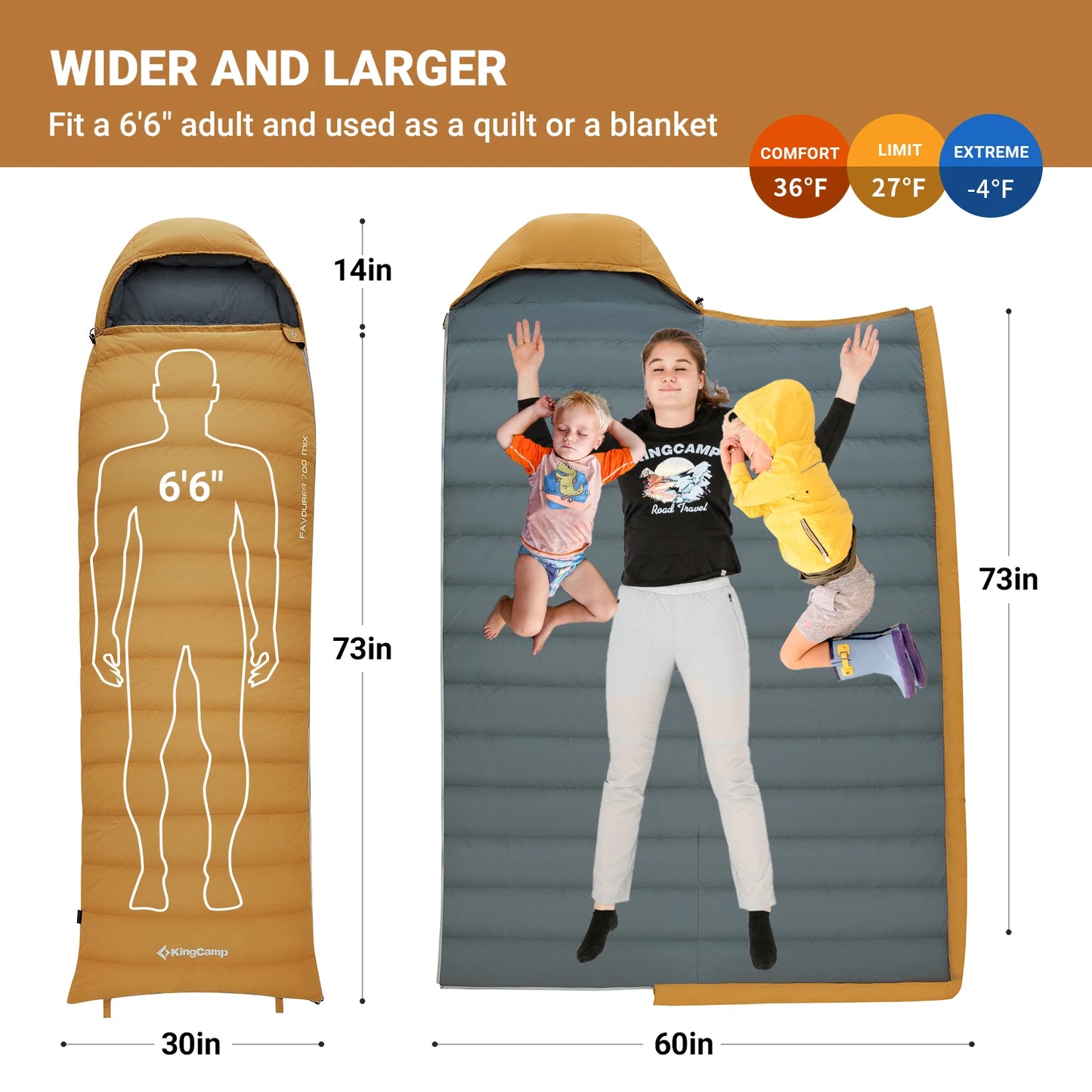 KingCamp Lightweight Down Sleeping Bag for Camping and Hiking