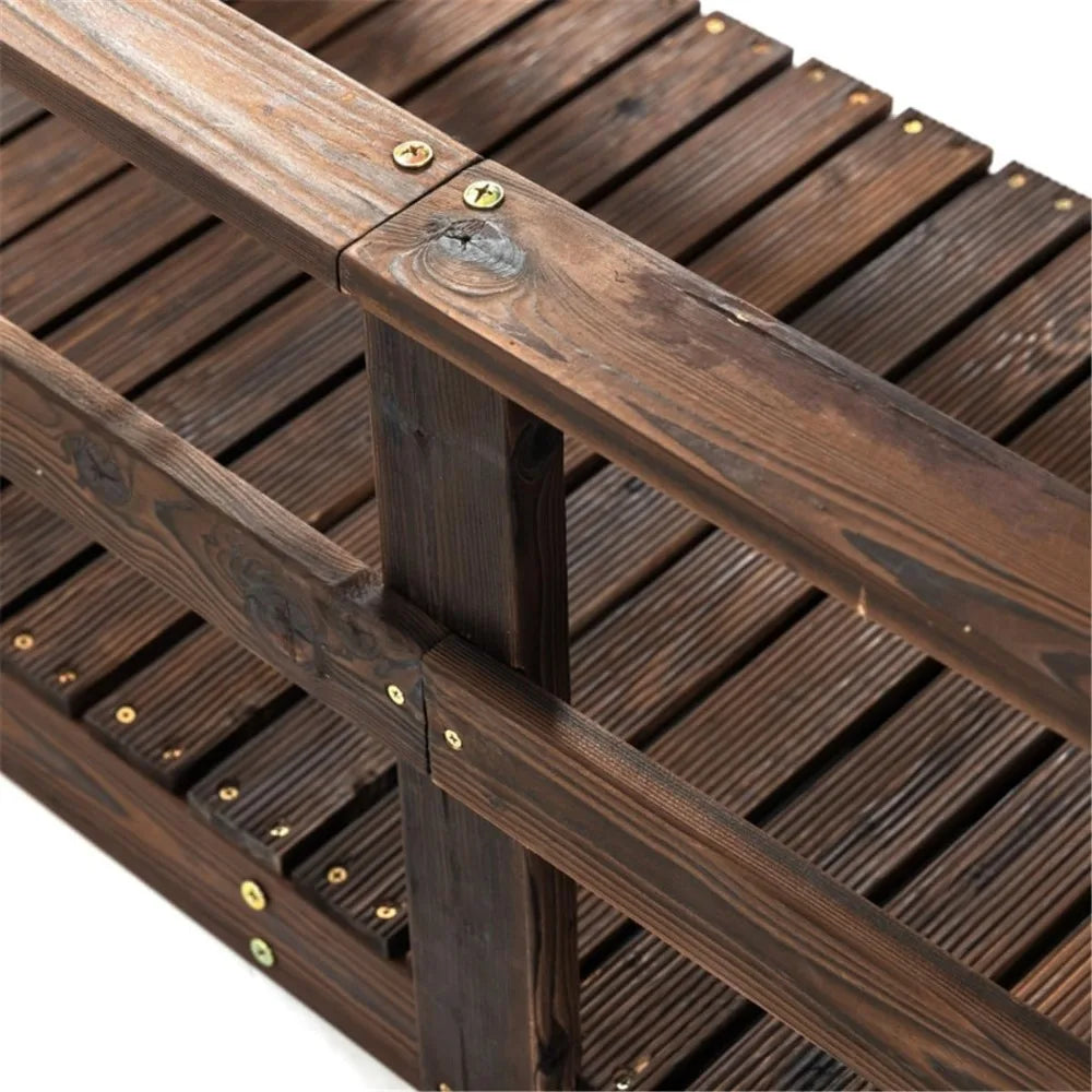 7FT Wooden Garden Bridge with Handrails for Outdoor Spaces