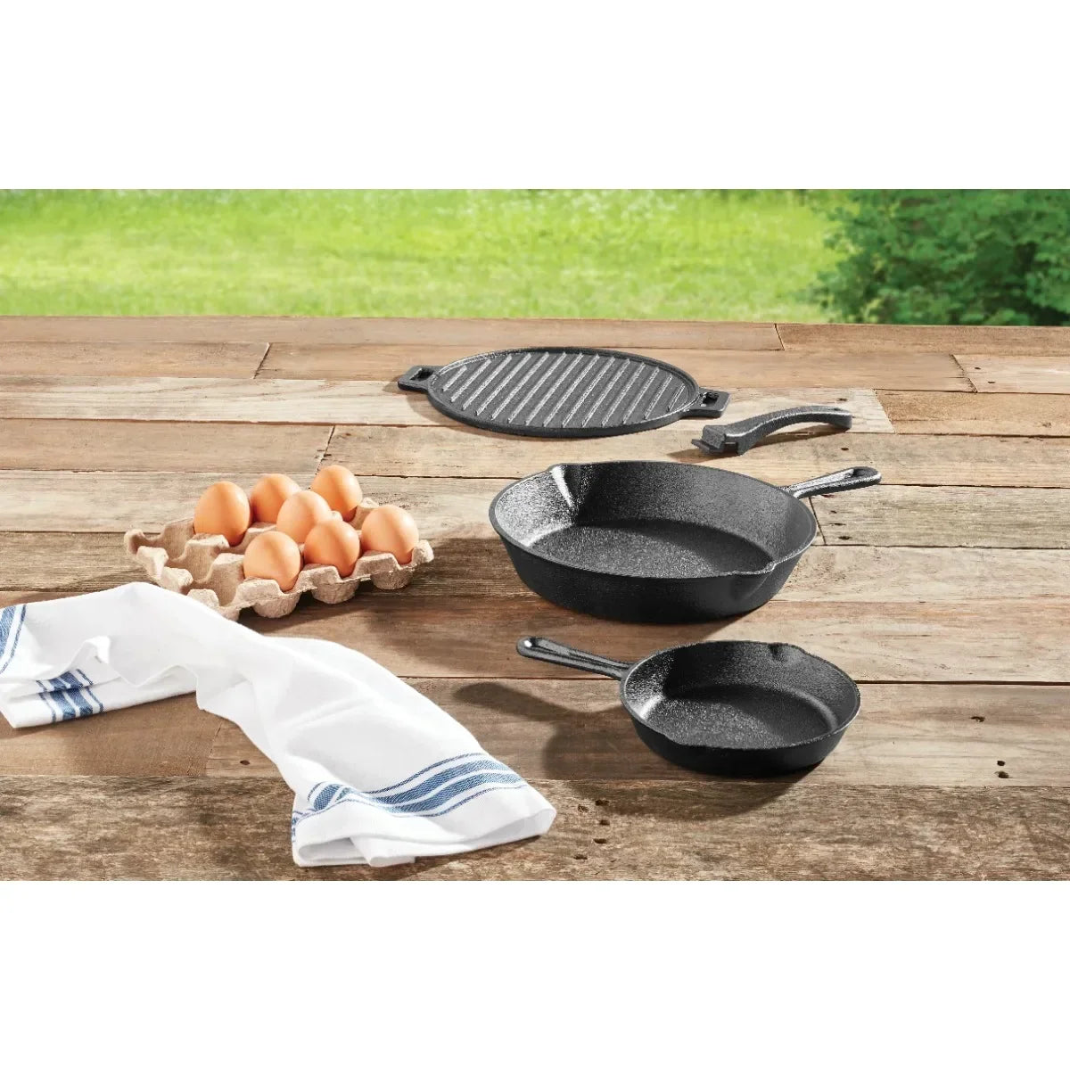 Hign-concerned Cast Iron 4 Piece Skillet Set With Griddle