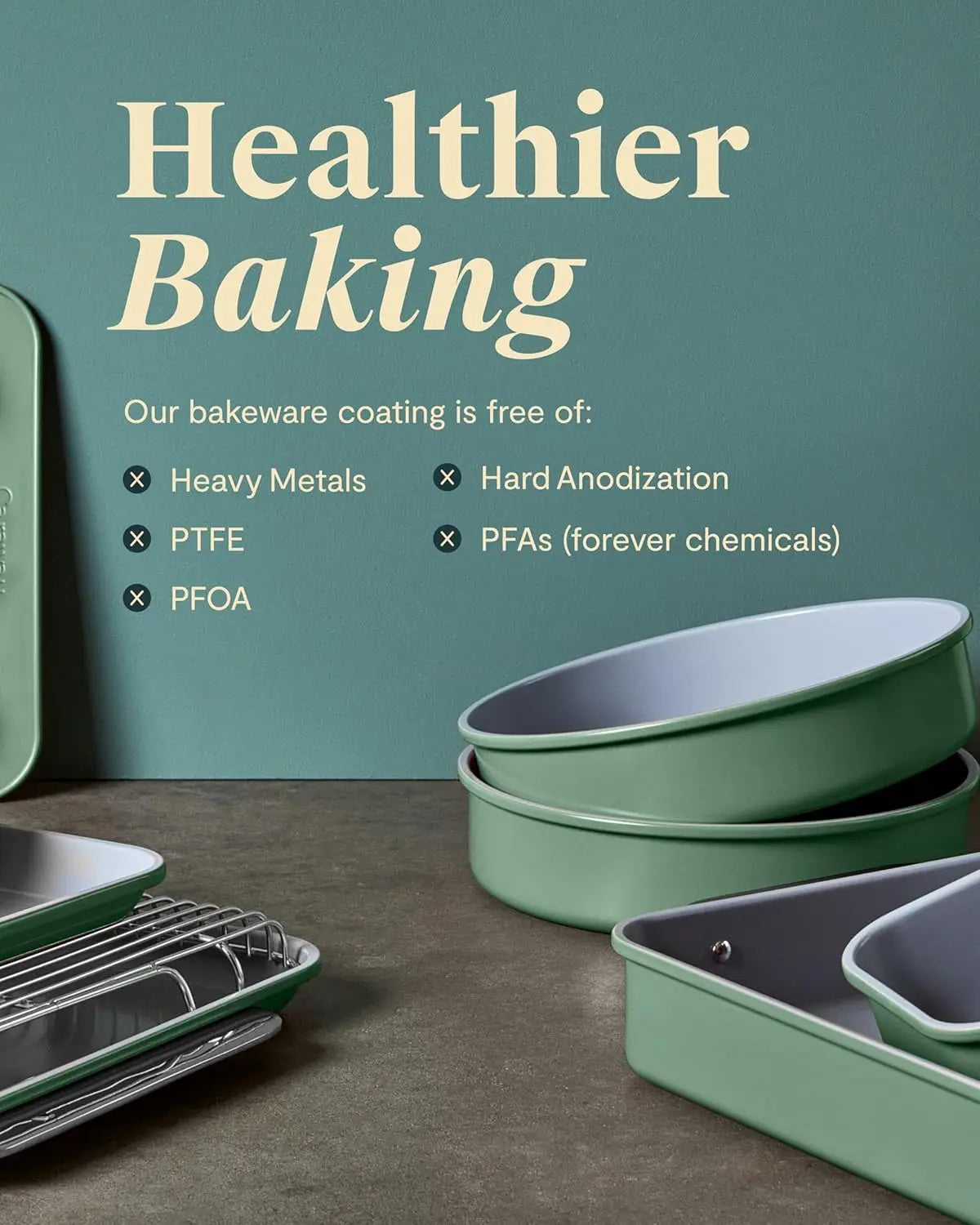XMSJ Nonstick Ceramic Bakeware Set with Cooling Rack and Storage