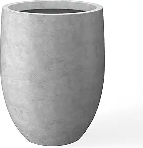 Kante Snow White Concrete Tall Planter with Drainage Hole