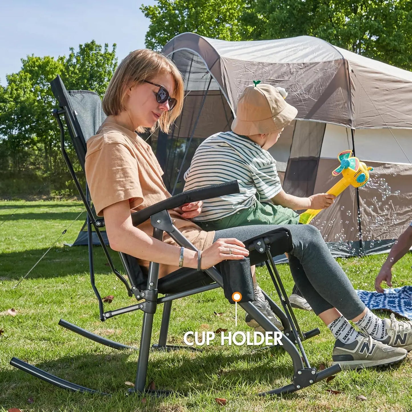 XMSJ Oversized Folding Rocking Chair Portable Outdoor Rocker