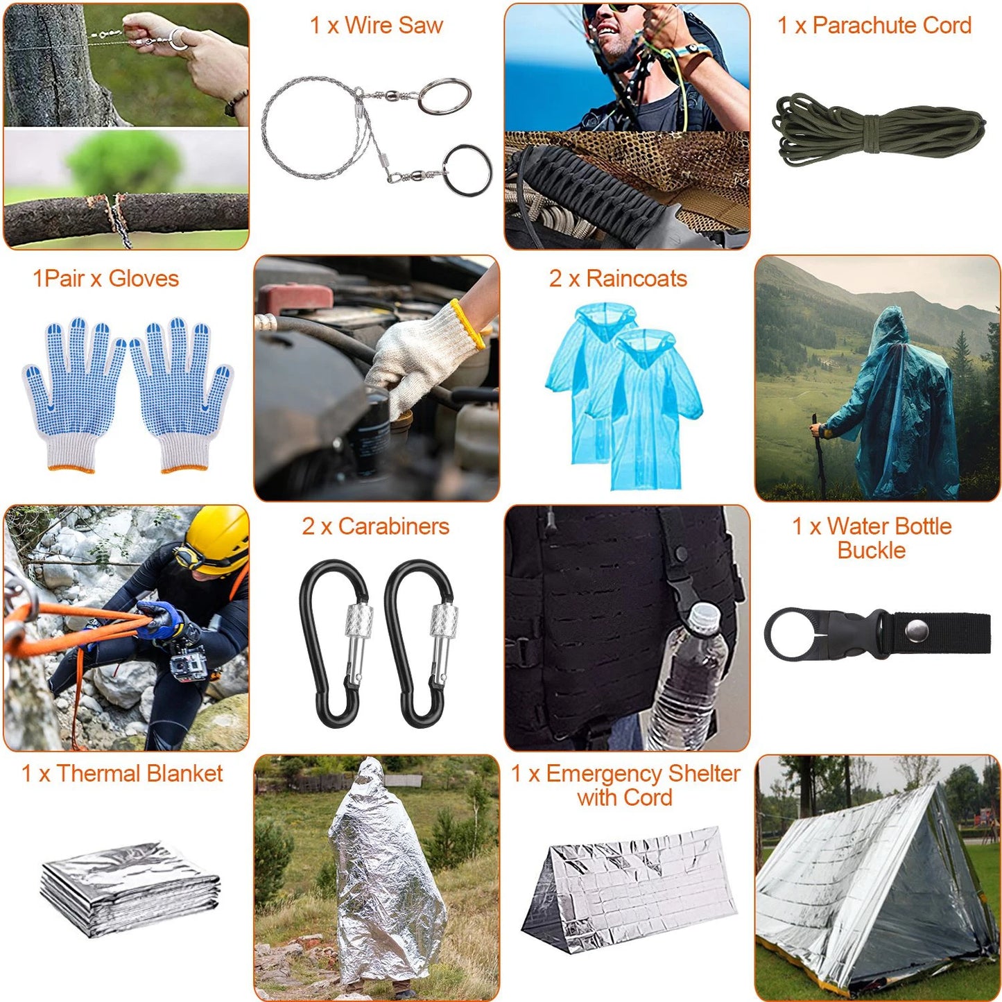 AUKYGGU 125 Pcs Emergency Survival Kit With Axe Tools