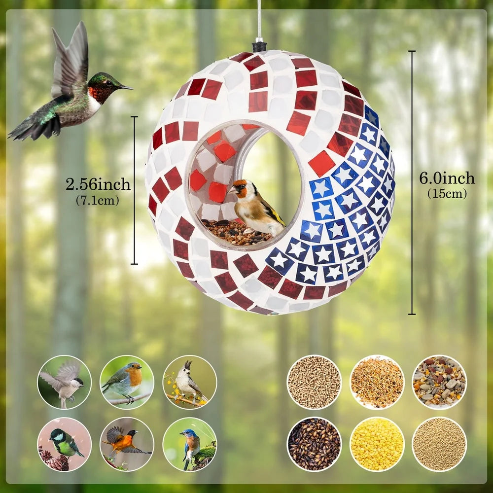 XMSJ Hanging Glass Bird Feeder Premium Tempered Glass