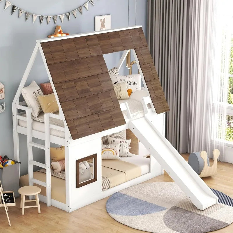 Twin Over Twin House Bunk Bed Frame by NoEnName