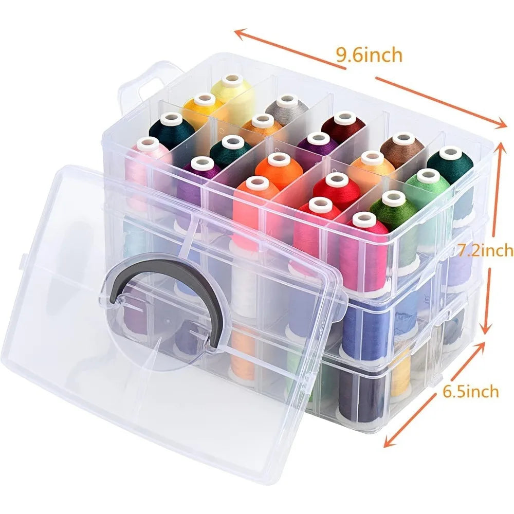 63 Color Embroidery Thread Kit with Stackable Organizer 550 Yds