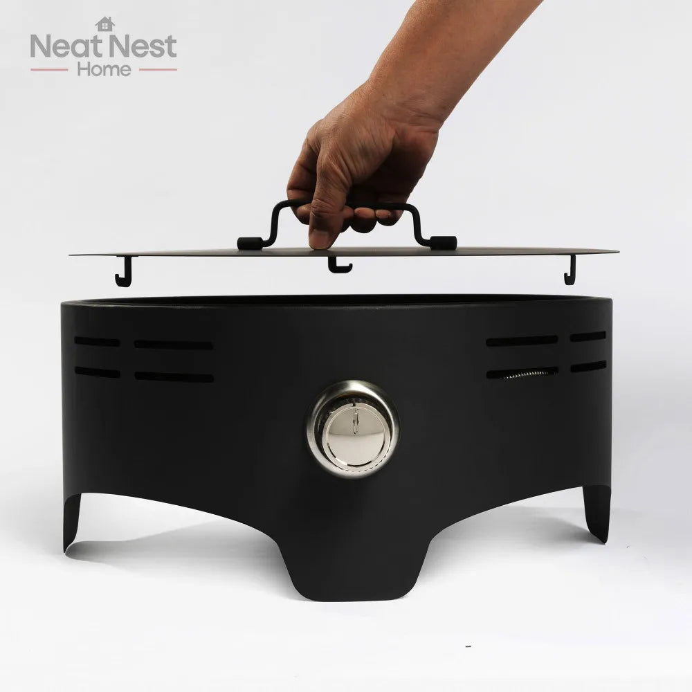 Portable 15 Inch Tabletop Fire Pit for Camping and Patio Use