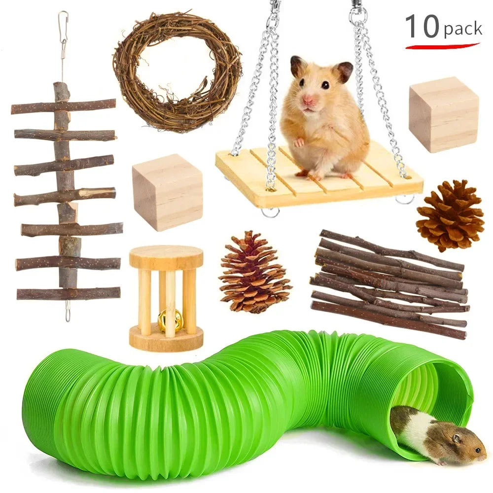 Hign-concerned Wooden Hamster And Small Pet Toys Set