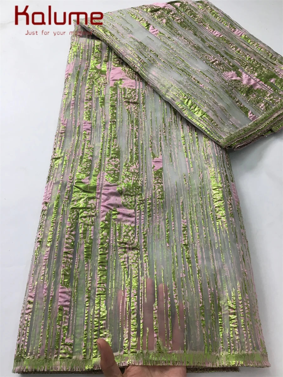 Kalume African Gilding Lace Fabric Jacquard For Party Dress