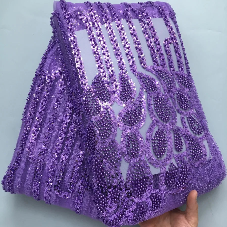 SJD Lace African Luxury Beads Mesh Lace For Women Evening