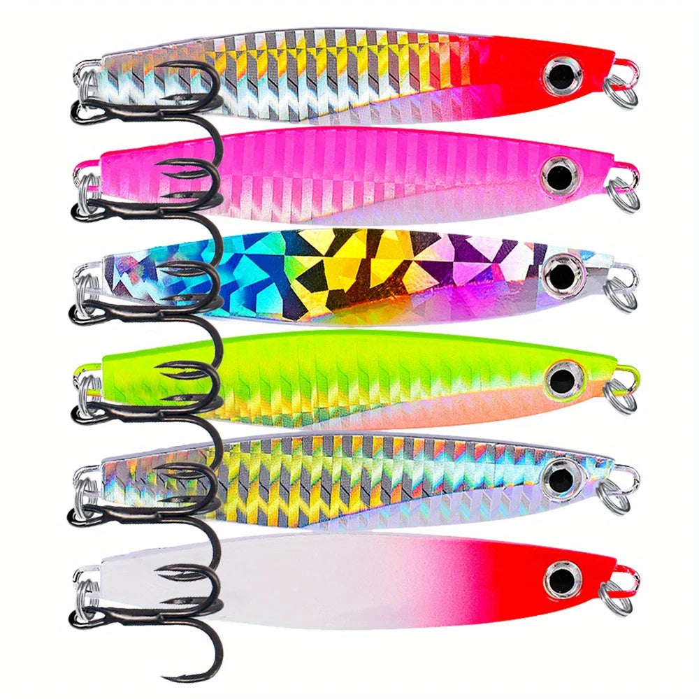 Ackibbik 6pcs Metal Cast Jig Spoon Saltwater Lure For Tuna