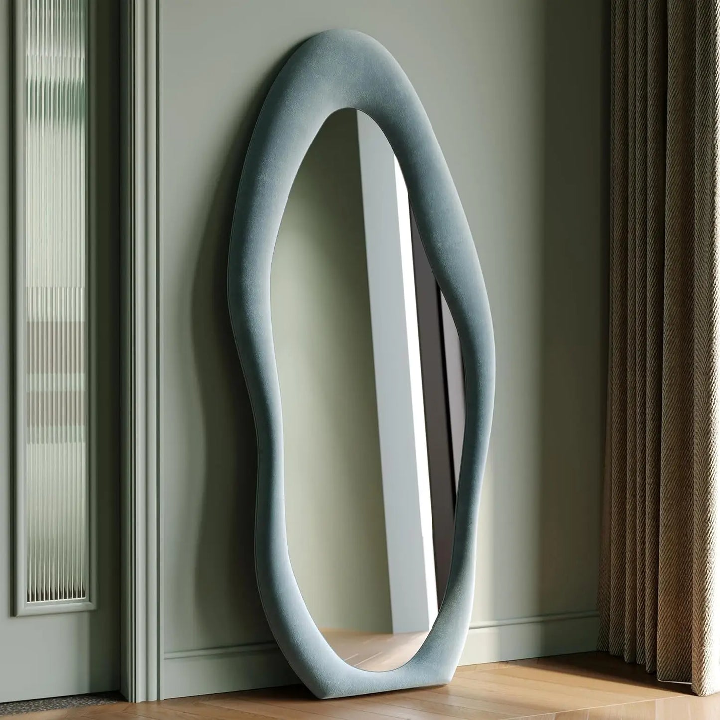 Hignconcerned Irregular Wave Tall Mirror Wall Hanging