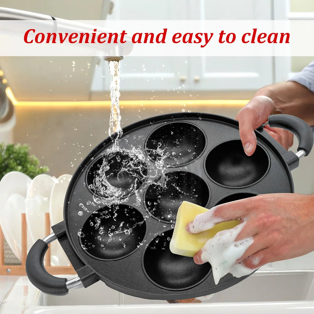 Cast Iron 7 Hole Omelette Pan Nonstick Cookware Kitchen