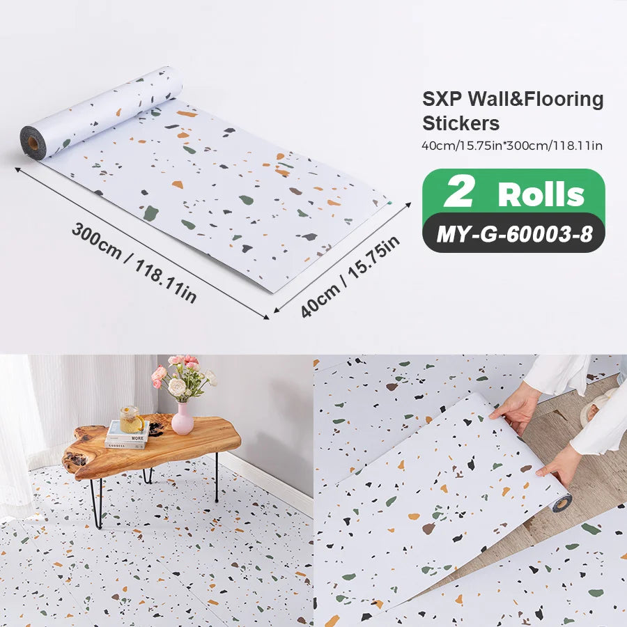 2 Rolls Self Adhesive Wall Floor Sticker Wood Grain Marble