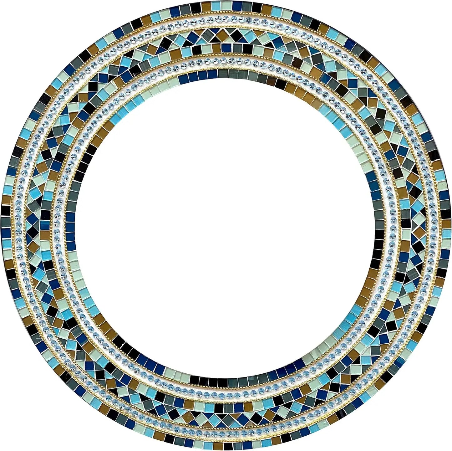 Handcrafted Turquoise Mosaic Round Wall Mirror by NoEnName_Null