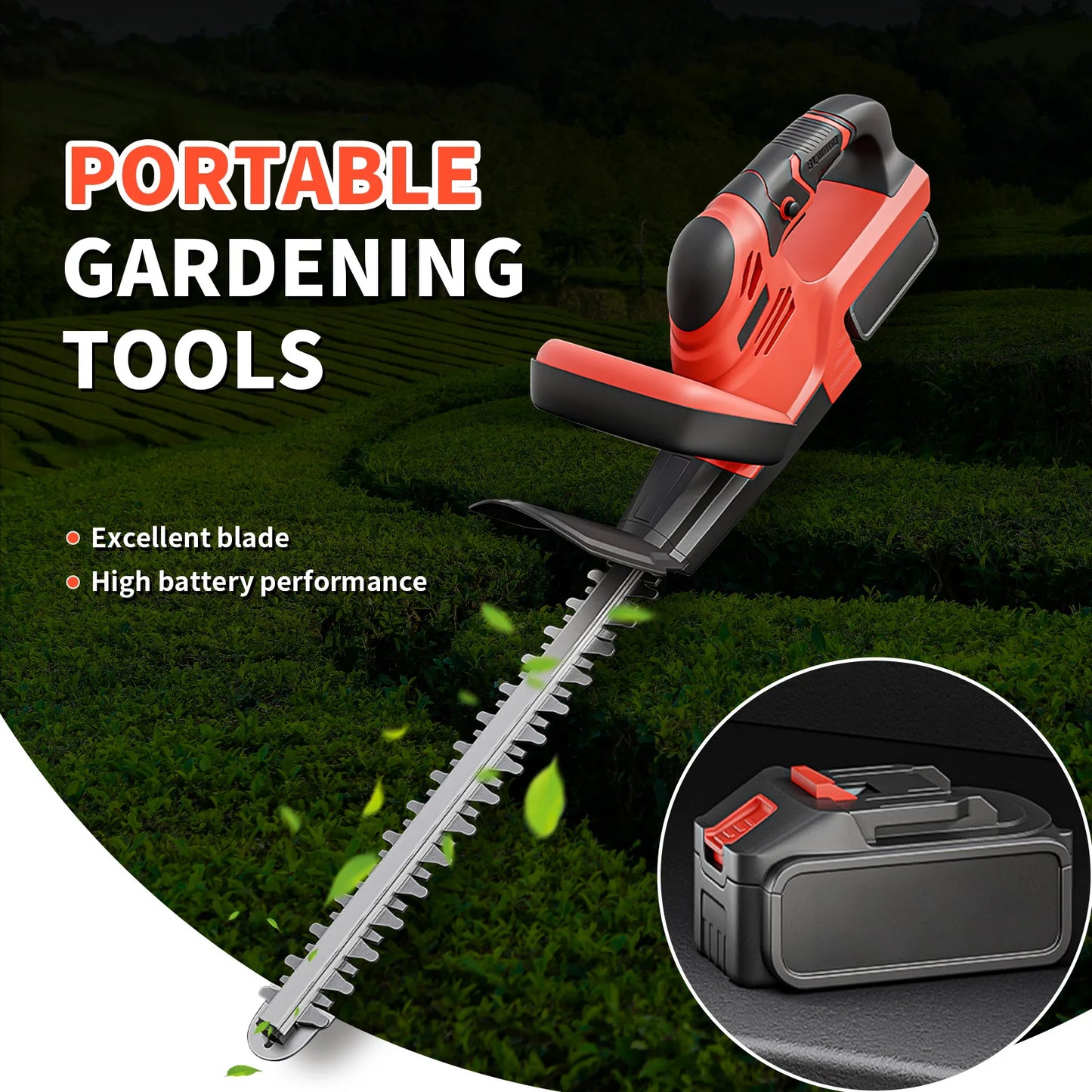 Cordless 22 Inch Electric Hedge Trimmer with Battery Charger